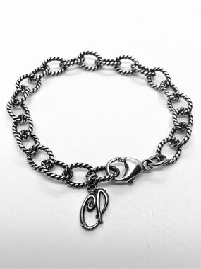 Carolyn Pollack 925 Sterling Silver Oval Rope Link Charm Starter Bracelet | 7”